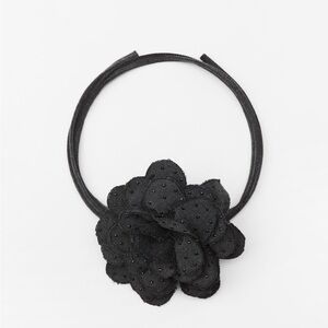 Zara limited edition denim with rhinestone floral necklace